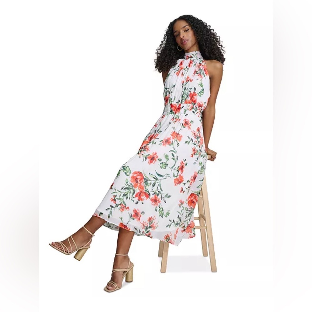 Brand New Calvin Klein Women’s Floral A-Line Halter Dress, Size 10 Petite, NWT - Picture 6 of 8